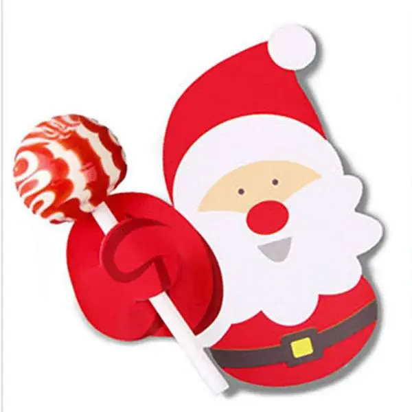 Christmas Theme Santa Claus Shape Paper Candy Lollipops Cards