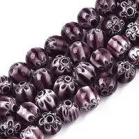 Round Millefiori Glass Beads Strands
