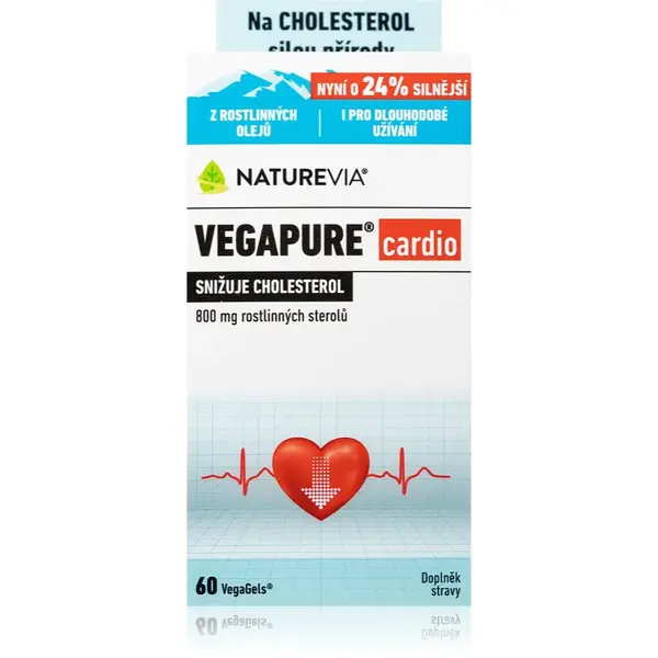 NatureVia Vegapure Cardio mäkké tobolky na udržanie normálnej hladiny cholesterolu 60 cps