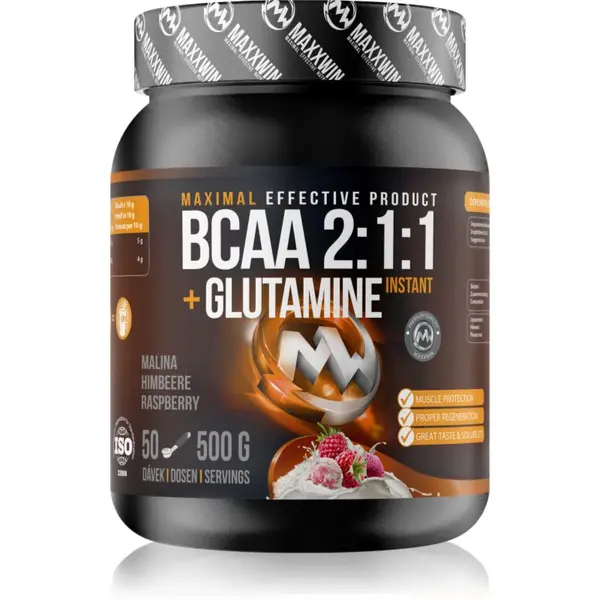 Maxxwin BCAA + Glutamine regenerácia a rast svalov príchuť Raspberry 500 g