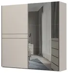 Posuvná šatní skříň se zrcadlem 230 baptiste-béžová - s led osvětlením