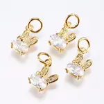 Brass Micro Pave Cubic Zirconia Bunny Charms