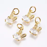 Brass Micro Pave Cubic Zirconia Bunny Charms