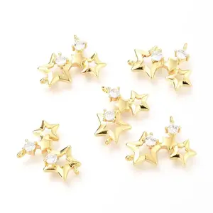 Brass Micro Pave Clear Cubic Zirconia Pendant Link