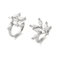 Brass Micro Pave Clear Cubic Zirconia Cuff Earrings for Women