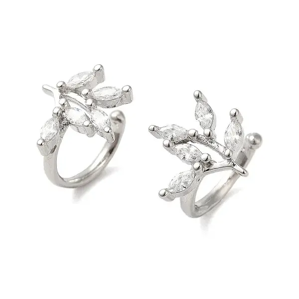 Brass Micro Pave Clear Cubic Zirconia Cuff Earrings for Women