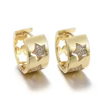 Brass Micro Pave Cubic Zirconia Huggie Hoop Earrings