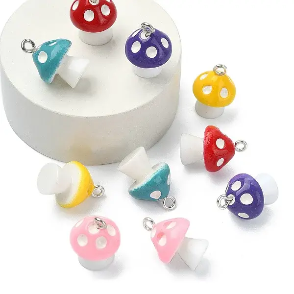 10Pcs 5 Colors Opaque Resin Pendants