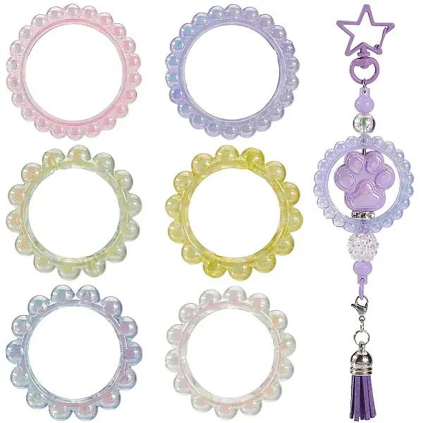 36Pcs 6 Colors UV Plating Acrylic Linking Rings