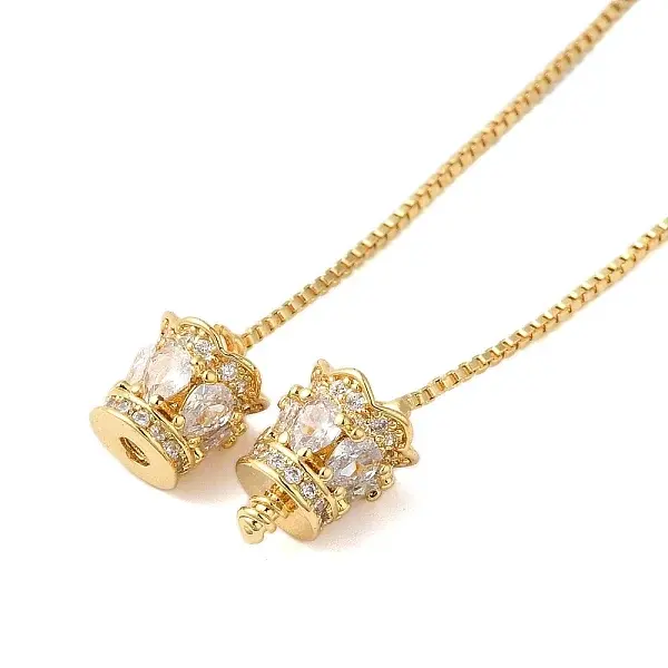Brass Pave Clear Cubic Zirconia Pendant Necklaces for Women