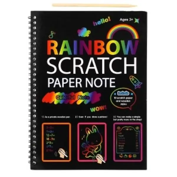Škrabací/Vyškrabovací notes dúhový 10 listov