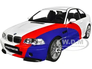 2000 BMW E46 M3 "Streetfighter" White with Blue and Red Graphics 1/18 Diecast Model Car by Solido