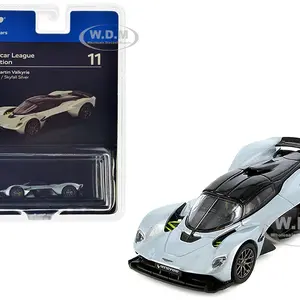 Aston Martin Valkyrie Skyfall Silver Metallic with Black Top "Hypercar League Collection" 1/64 Diecast Model Car by PosterCars