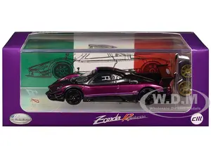 Pagani Zonda Revolucion Purple Metallic and Carbon with Extra Wheels 1/64 Diecast Model Car by CM Model