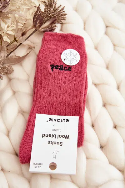 Aura.via Teplé ponožky žien s nápisom ružovo ružové