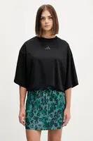Bavlněné tričko adidas City Escape Loose dámské, černá barva, JV7112