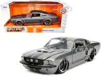1967 Ford Mustang Shelby GT500 Gray Metallic with Black Stripes "Bigtime Muscle" Series 1/24 Diecast Model Car by Jada