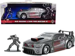 2006 Ford Mustang GT Gray Metallic and War Machine Diecast Figurine "Avengers" "Marvel" Series "Hollywood Rides" Series 1/32 Diecast Model Car by Jad