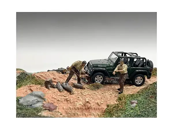 "4X4 Mechanics" 2 Piece Diecast Figure Set 2 for 1/43 Scale Models by American Diorama
