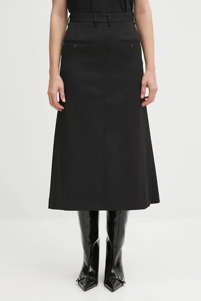 Vlnená sukňa MM6 Maison Margiela čierna farba, mini, puzdrová, S52MI0021.S47848.900