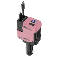 A1 66W 4 in 1 Car Phone Charger with Retractable Cable 180Â° Free Adjustment USB/Type-C Dual Interface & PD Fast Charge - Pink