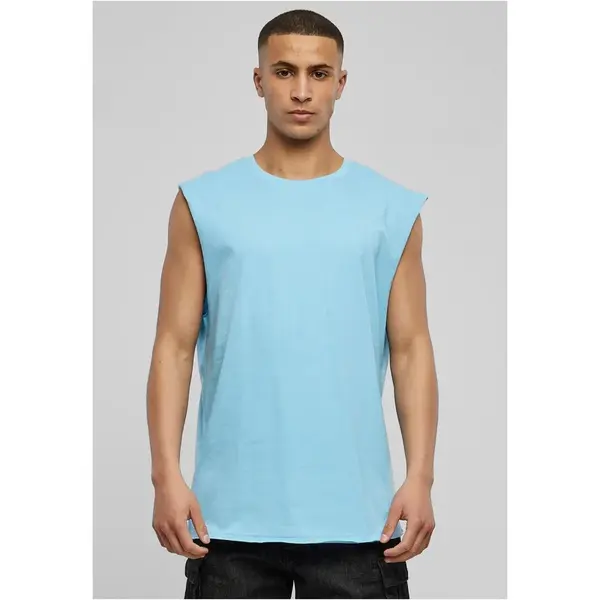 Baltic Blue Sleeveless T-shirt with Open Edge