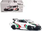 Toyota Pandem GR Yaris RHD (Right Hand Drive) "Rally Livery" White with Red and Green Graphics 1/64 Diecast Model Car by Pop Race