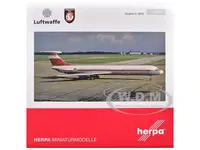Ilyushin IL-62M Commercial Aircraft "German Luftwaffe" (1122) White with Red Stripes 1/200 Diecast Model Airplane by Herpa