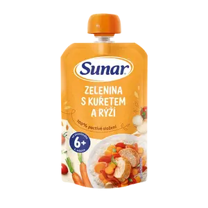 SUNAR príkrm zelenina s kuraťom a ryžou 6m+ 120 g