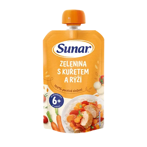 SUNAR príkrm zelenina s kuraťom a ryžou 6m+ 120 g