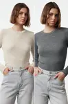 Trendyol Anthracite-Beige Double Pack Knitwear Sweater