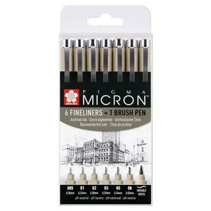 Sakura Micron perá 6 plus 1 Pigma Brush zdarma-Sakura