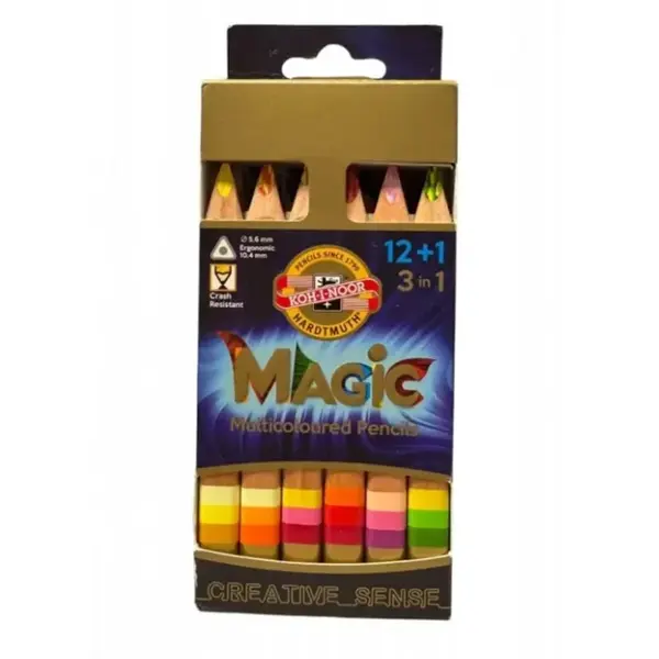 Pastelky trojhranné Magic - multicolor 12+1-KOH-I-NOOR
