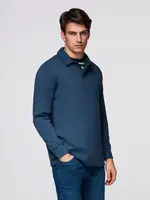 Ombre Men's structured knit polo collar sweatshirt - dark blue