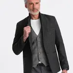 Ombre Stylish men's jacquard blazer with delicate stripes - graphite