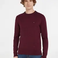 Vínový pánský svetr s příměsí kašmíru Tommy Hilfiger - Pánské