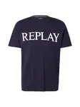 REPLAY Tričko  námornícka modrá / biela