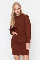 Trendyol hnědé mini tkané tkané šaty