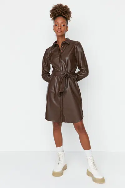 Dámské šaty Trendyol Leather
