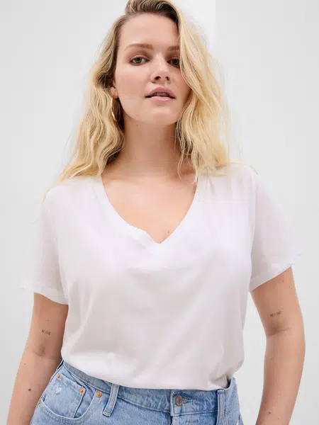 GAP Tričko organic vintage v-neck - Dámské