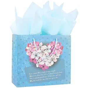 1Pc Heart Flower Printed Paper Bags