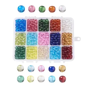 15 Colors Baking Paint Transparent Glass Round Beads