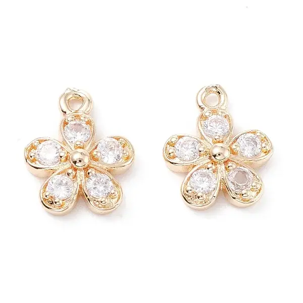 Rack Plating Brass Cubic Zirconia Charms