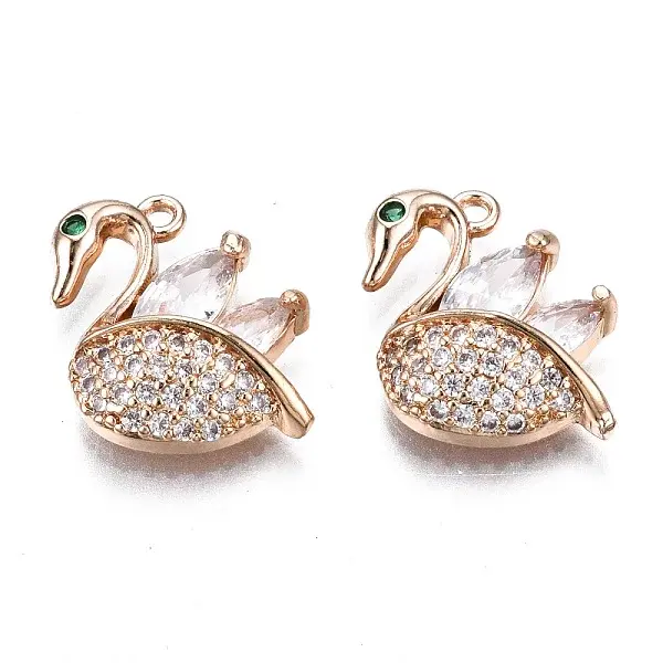 Brass Micro Pave Clear Cubic Zirconia Pendants