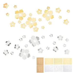 2Sets 2 Colors 3D Flower Acrylic Mirrors Wall Stickers