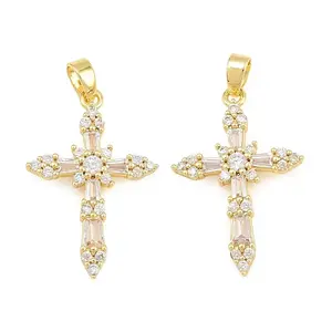 Brass Micro Pave Clear Cubic Zirconia Pendants