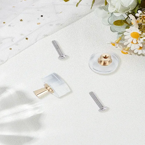 2Pcs Column Glass Drawer Knob Pull Handles
