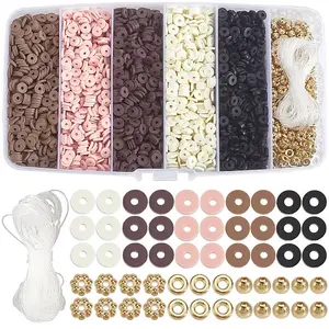 DIY Disc/Flat Round Polymer Clay Beads Stretch Bracelets Making Kits