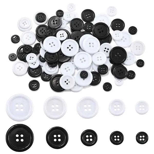 100Pcs 10 Styles Resin Buttons