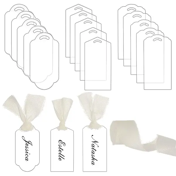 24Pcs Rectangle Acrylic Blank Name Cards